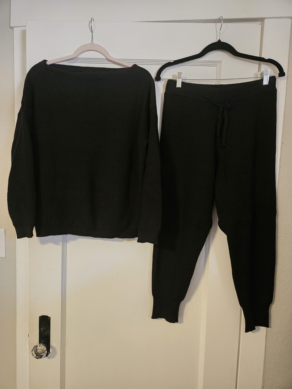 Women's Black Knit Sweater/Jogger Set